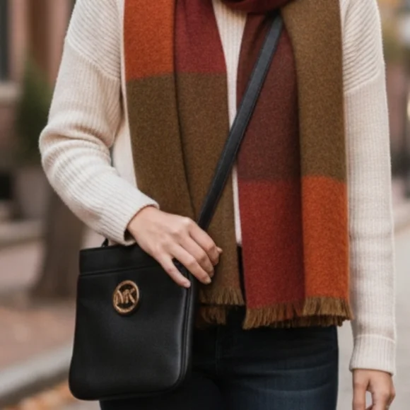 Michael Michael Kors Fulton pebbled leather black crossbody - Picture 1 of 14